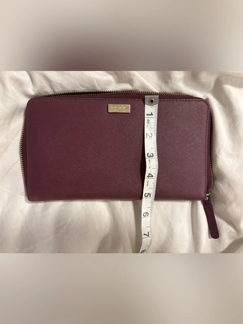 Kate Spade Lacey Zip-Around Wallet — Deep Plum Saffiano — Size OS 👛